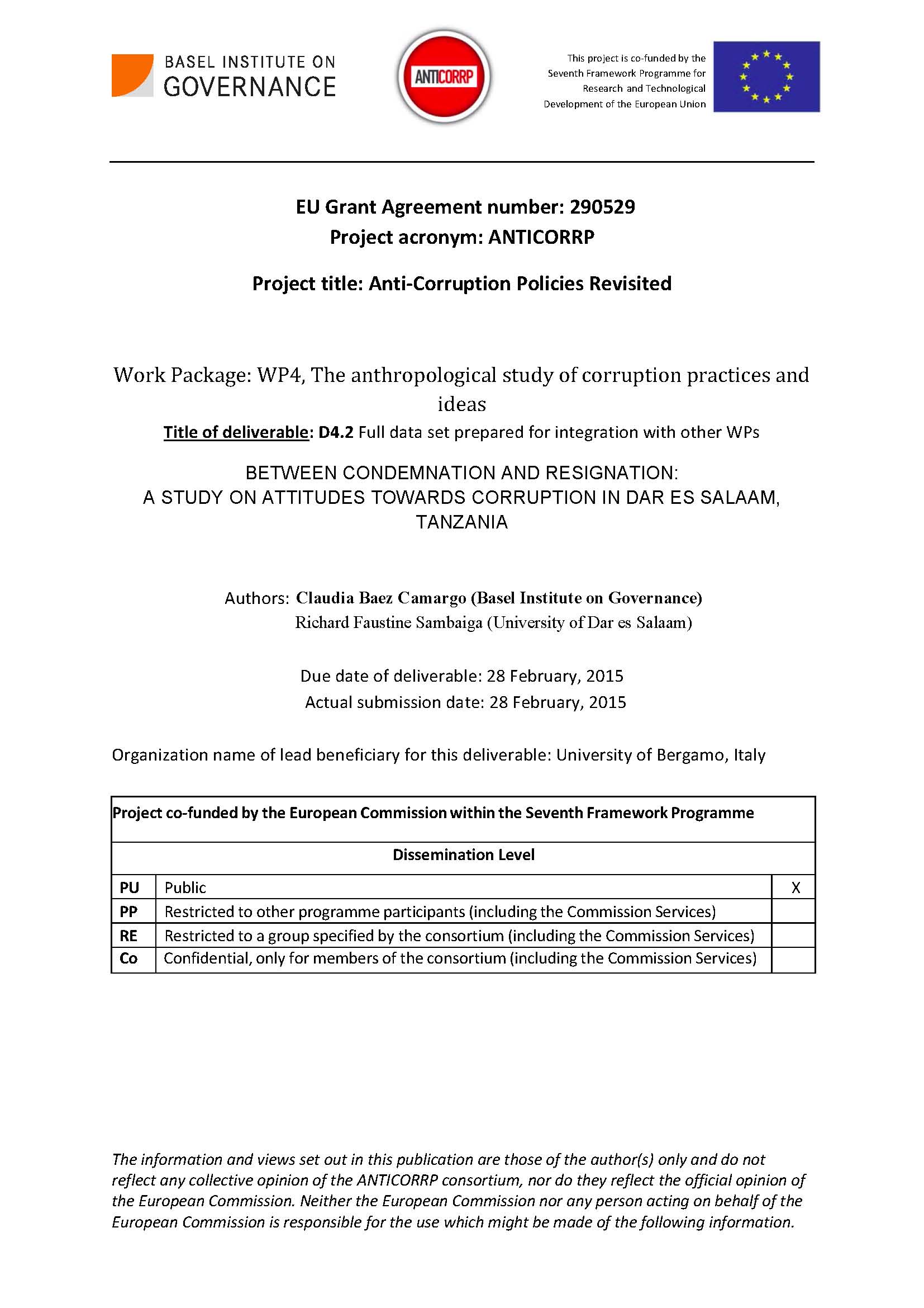 First page of ANTICORRP Tanzania report