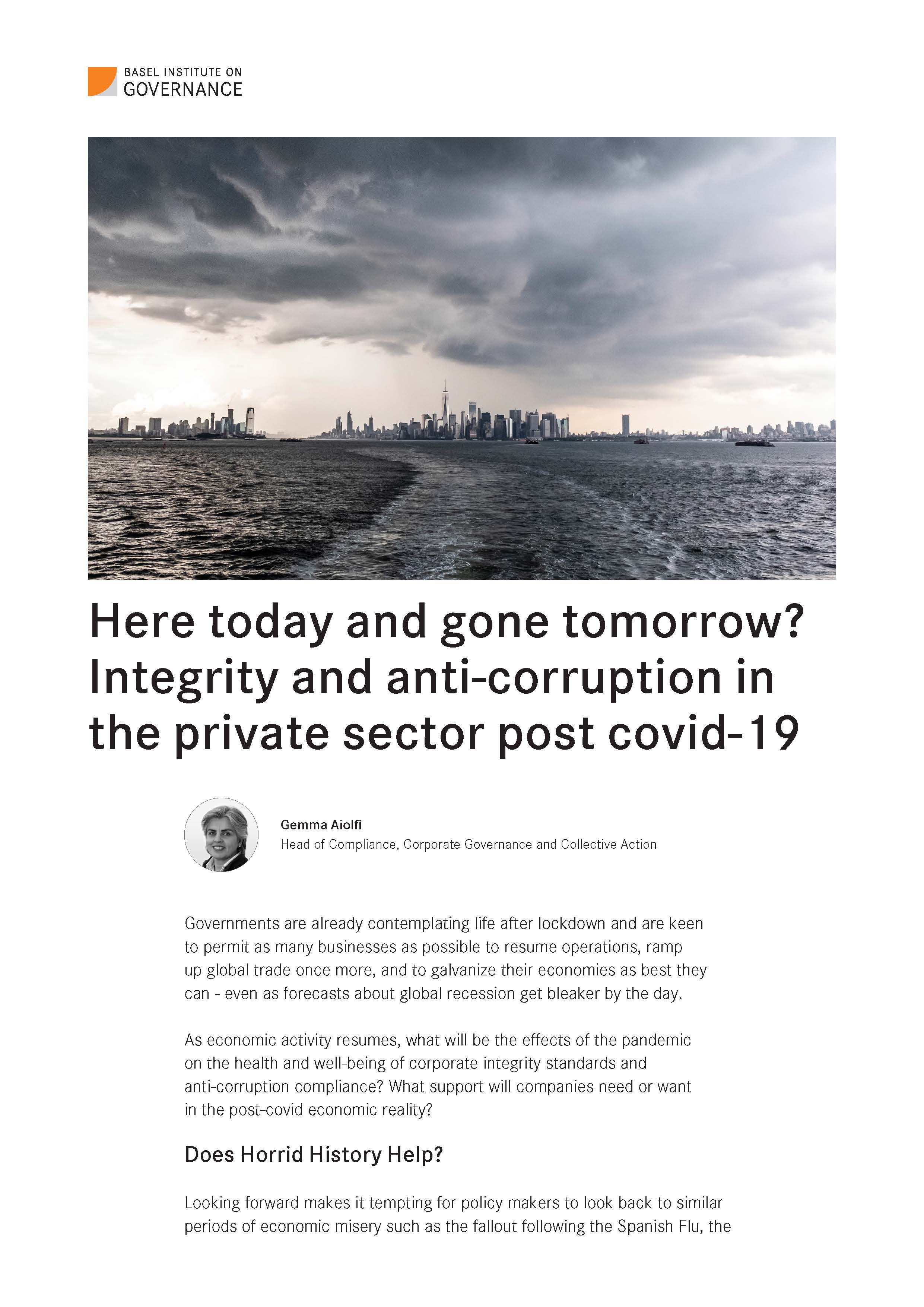 Compliance post-covid report first page