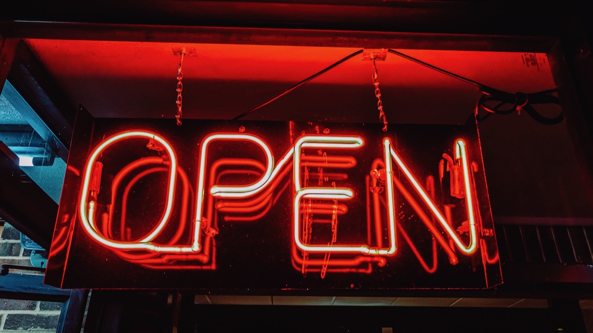 Neon open sign.