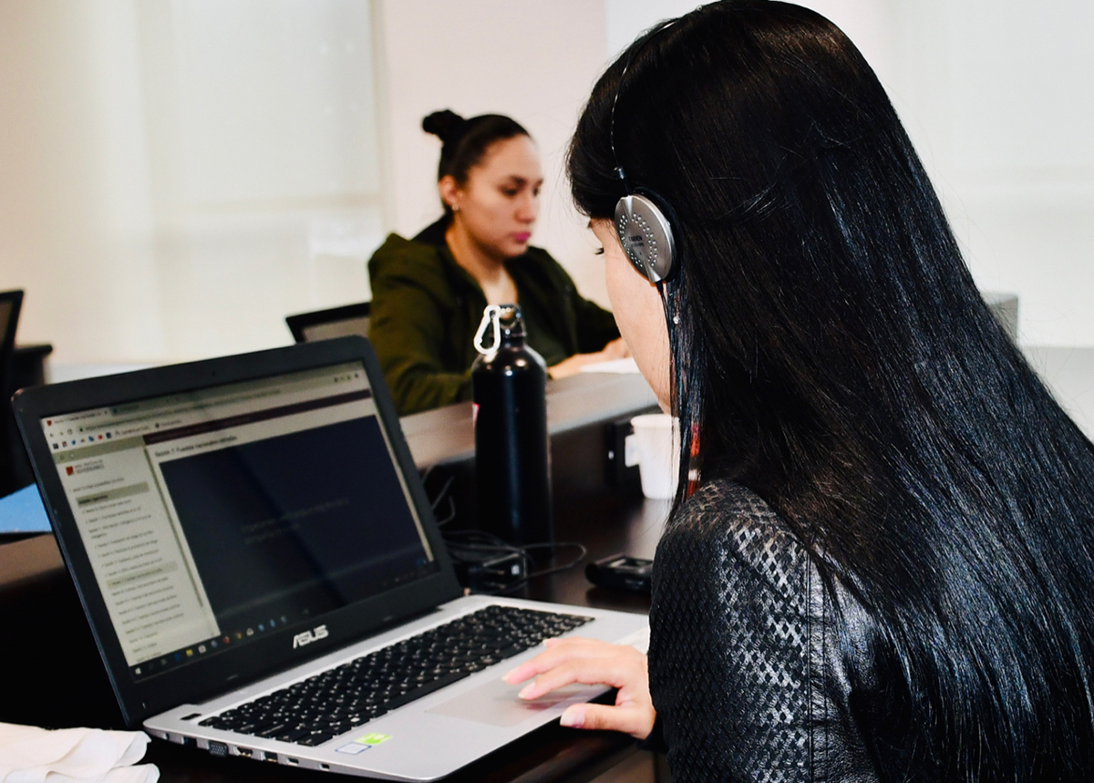 Woman taking eLearning course