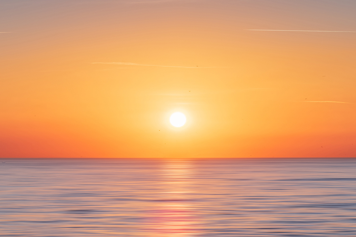 Golden sunset over the horizon